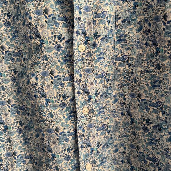 New Frank & Eileen Barry Floral Top Blue Button Front Pocket Long Sleeve Sz M - Picture 2 of 8